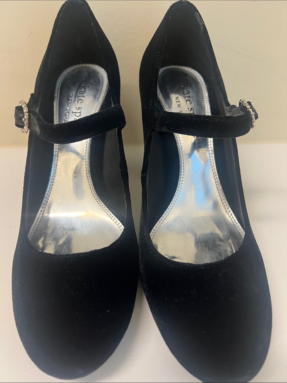 kate spade Black Velvet Mary Jane Pumps with Buckle